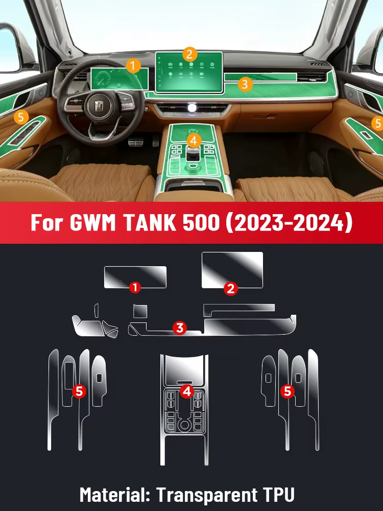 Anti-scratch Car Interior Center Console Media Dashboard Navigation TPU Protector Film For GWM TANK 500 2023 2024 Accessories, view 2