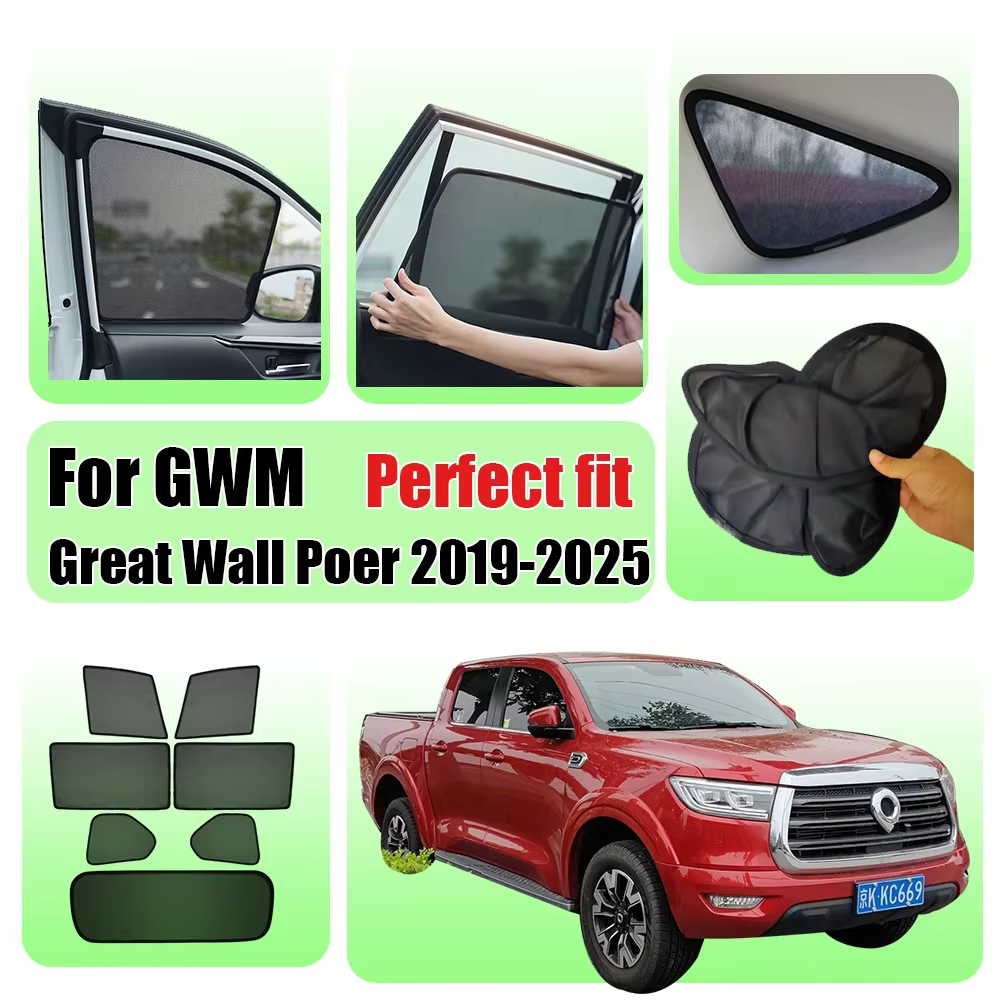 For Great Wall GWM Poer UTE 2019-2025 Car Front Shield Window SunShade Windshield Rear Side Window Curtain Sun Shade Visor