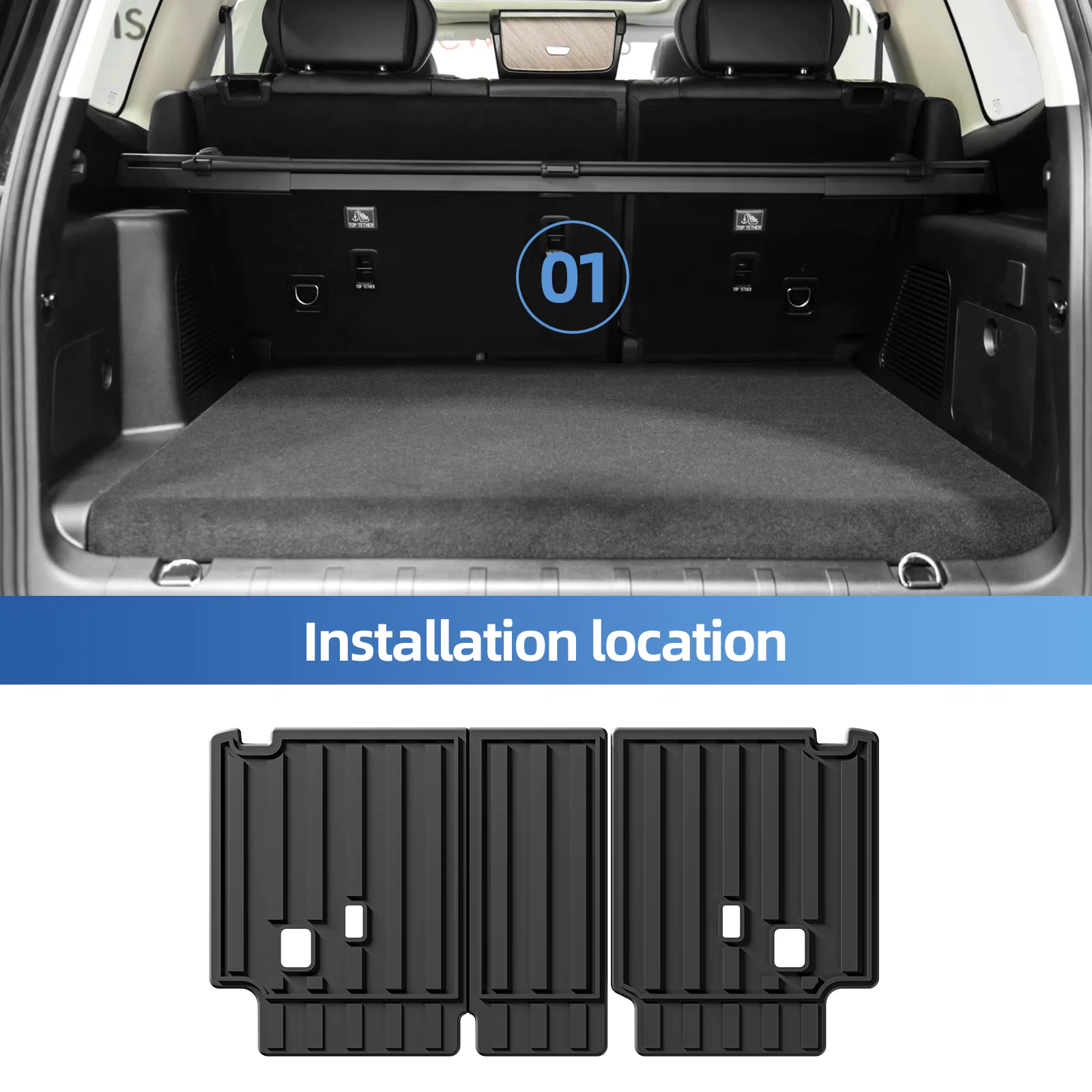 Smabee Left Drive for GWM Tank 500 2022‑2026 (5Seater Fuel Only) TPE 3D Car All -Weather Floor Mat Trunk Pad Accessories Black, view 3