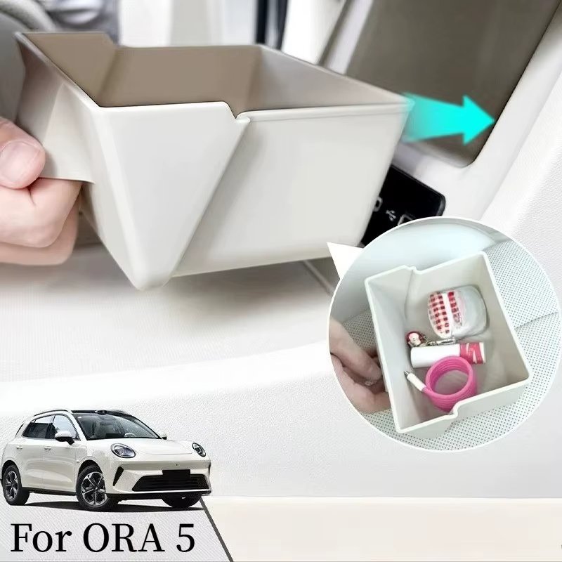 Hidden Storage Drawer Console Organizer Tray for 2026 GWM ORA 5 Under Armrest Center Console Interior Accessories, view 2