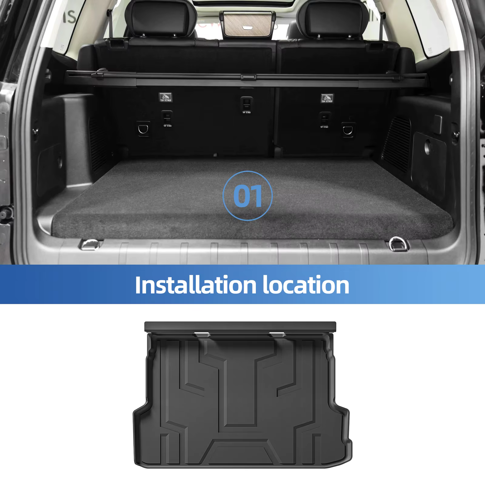Smabee Left Drive for GWM Tank 500 2022‑2026 (5Seater Fuel Only) TPE 3D Car All -Weather Floor Mat Trunk Pad Accessories Black, view 2
